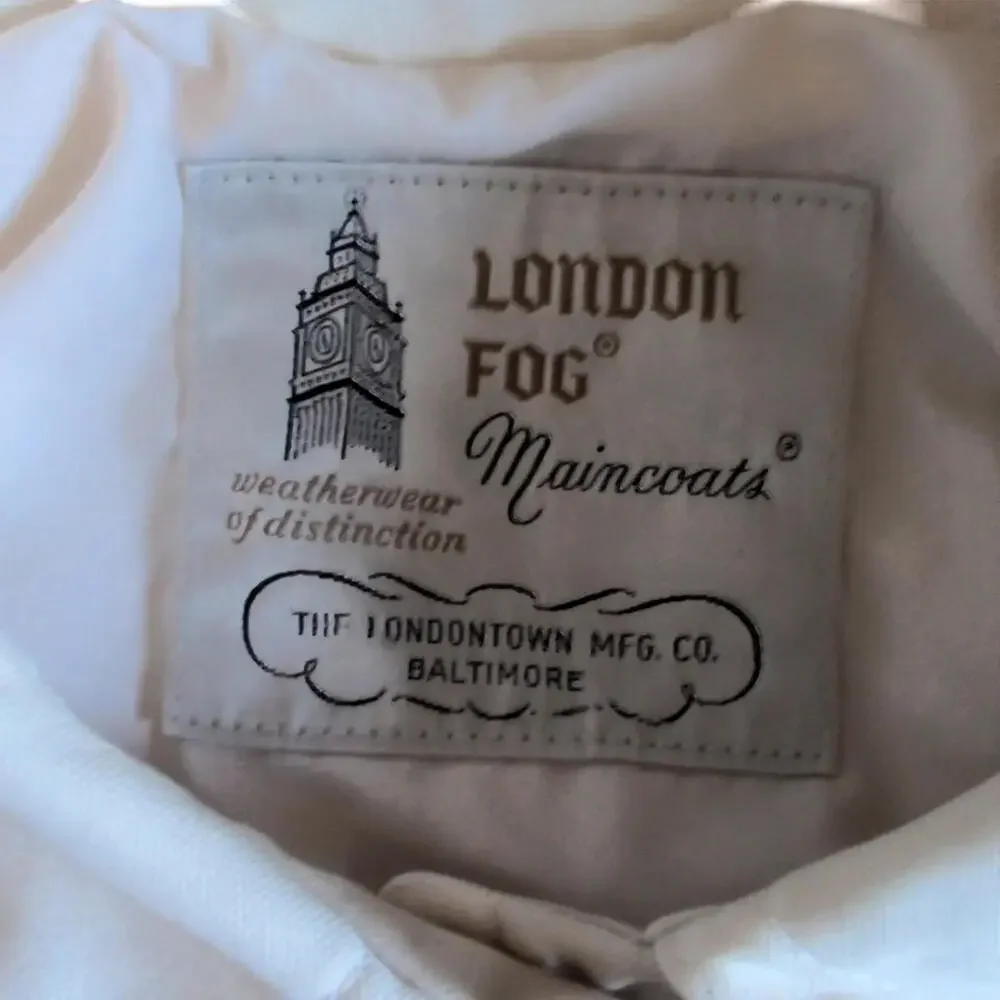 Vintage London Fog Coat Womens 12 White Belted Trench Rain Caribe Cloth‎ 60s